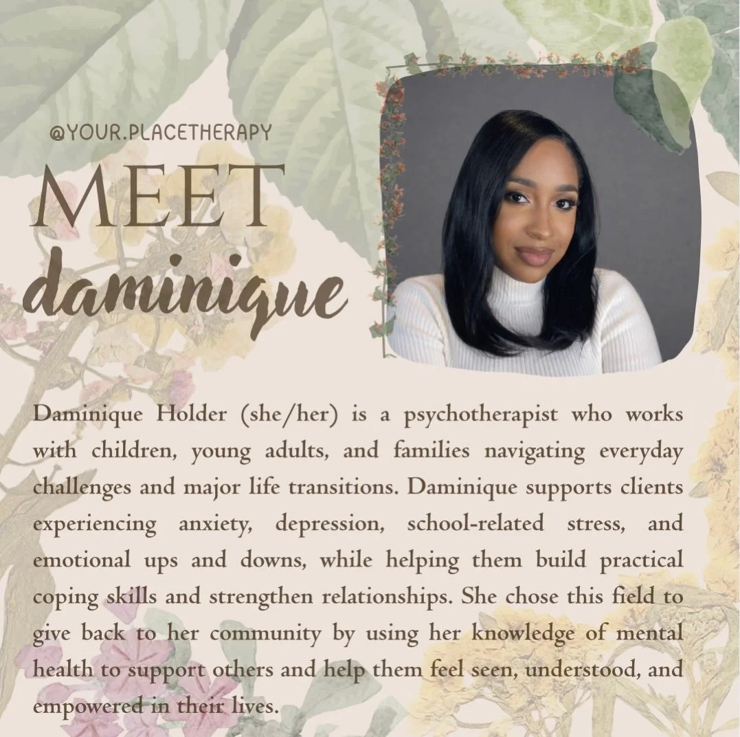 Meet Daminique! 
-
-
#bipocmentalhealth #bipoc #therapy #mentalhealth #therapistsofinstagram