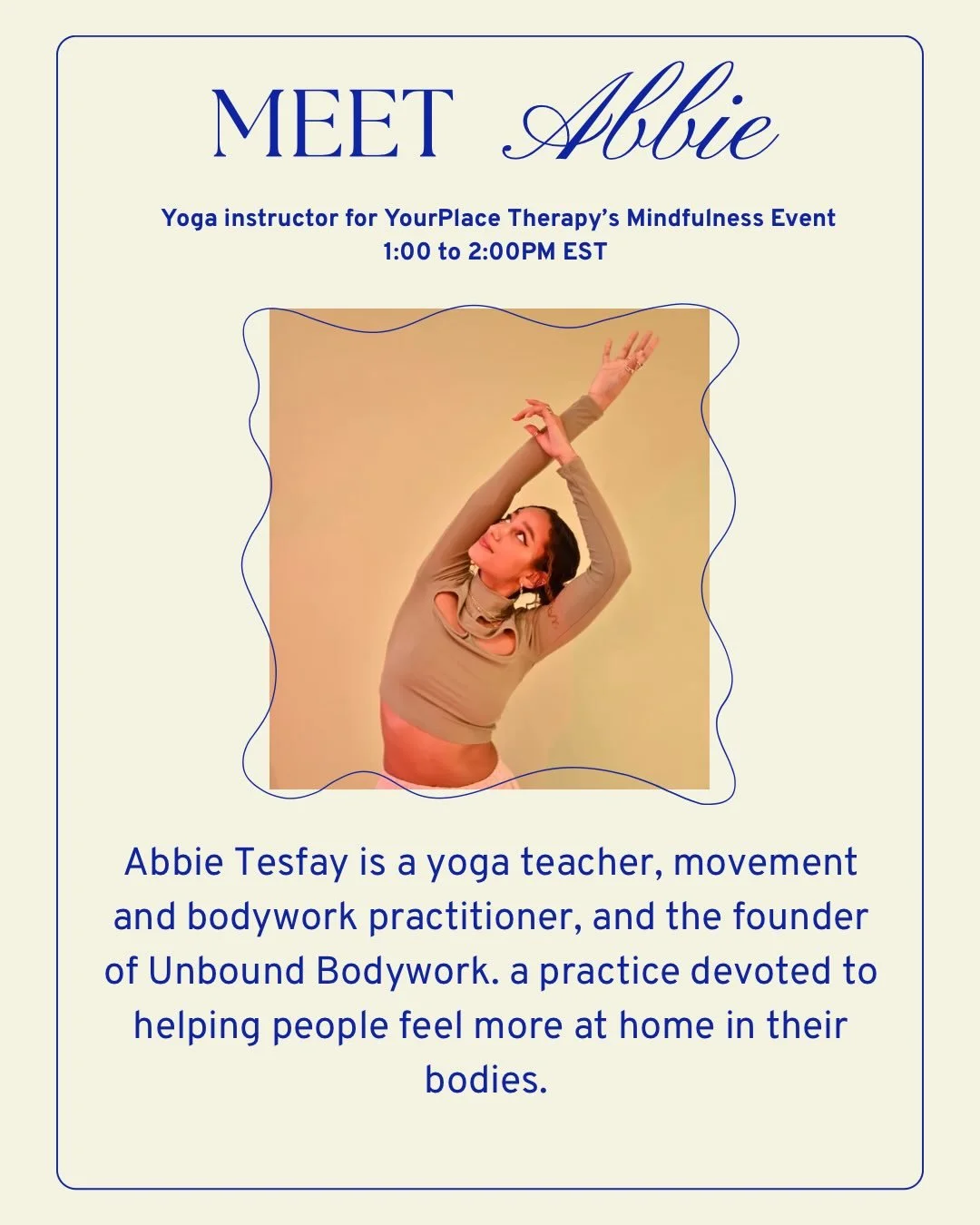 Meet Abbie, our yoga instructor for our mindfulness event on June 20th! Can&rsquo;t wait to see you all there🌱
-
-
#nycevent #mindfulness #yoga #bipoc #bipoctherapy