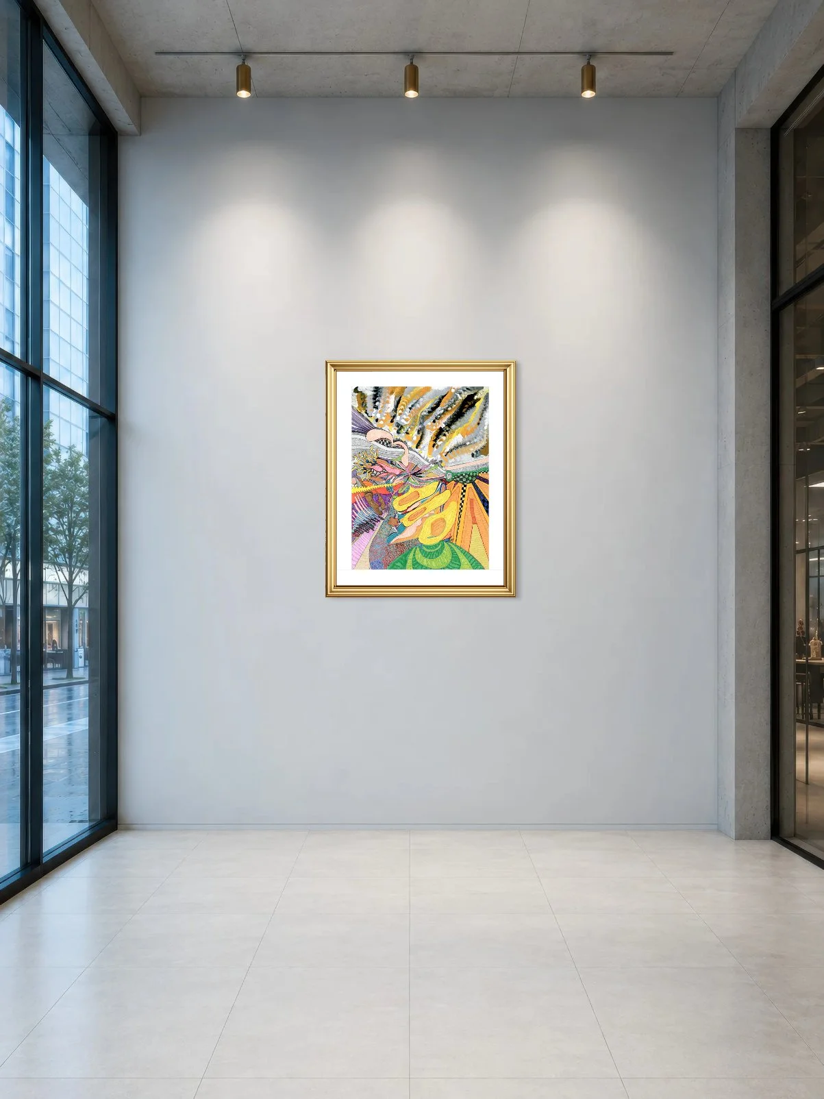 wall-preview-modern-gallery-corridor-with-an-empty-pale-gray-blue-wall,-brass-spotlights,-glass-side-panels,-and-light-stone-tile-flooring-18x2.jpg