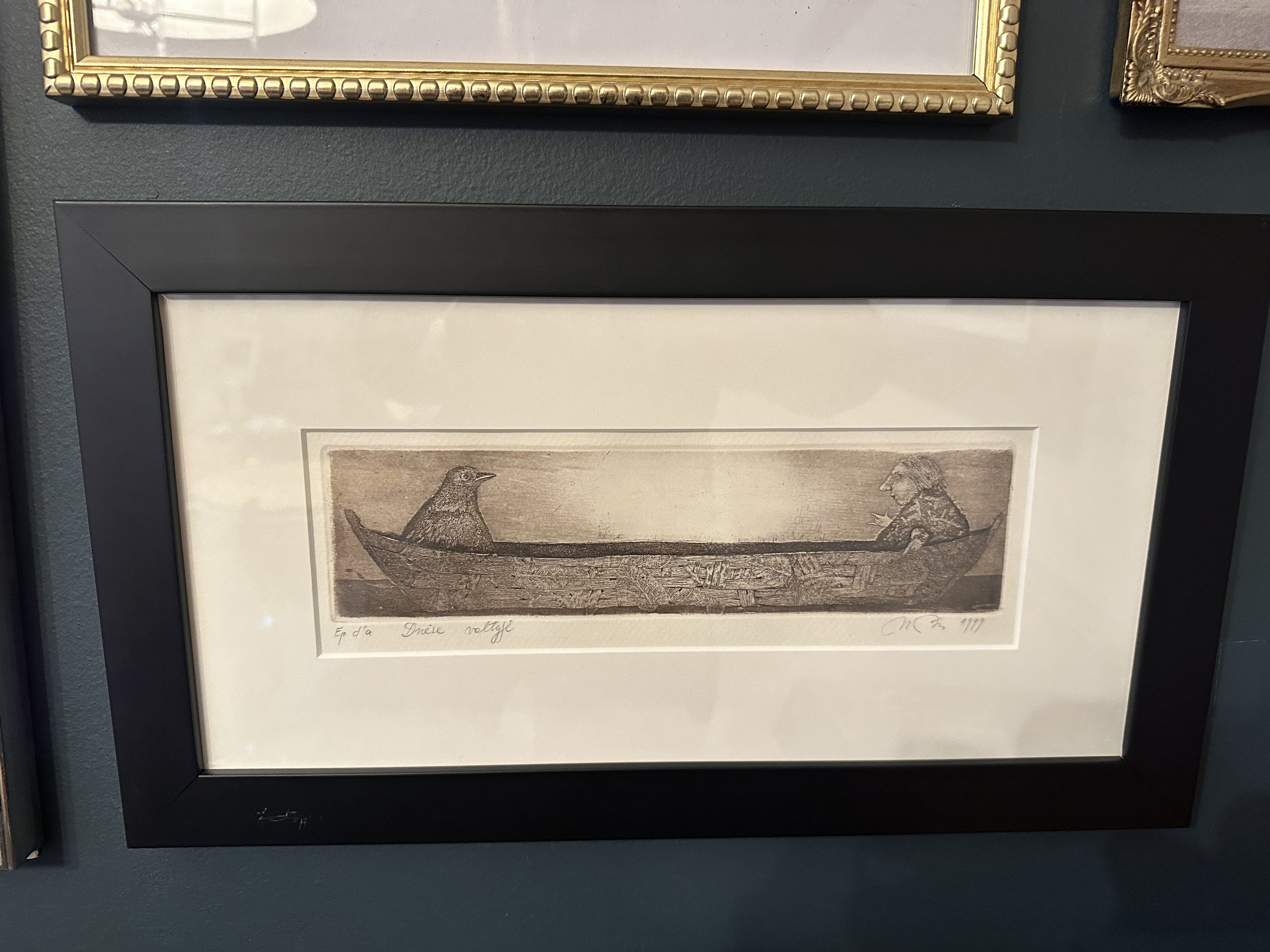 Nijole Saltenyte art at Renata Briggman's home called The two of us in the boat.