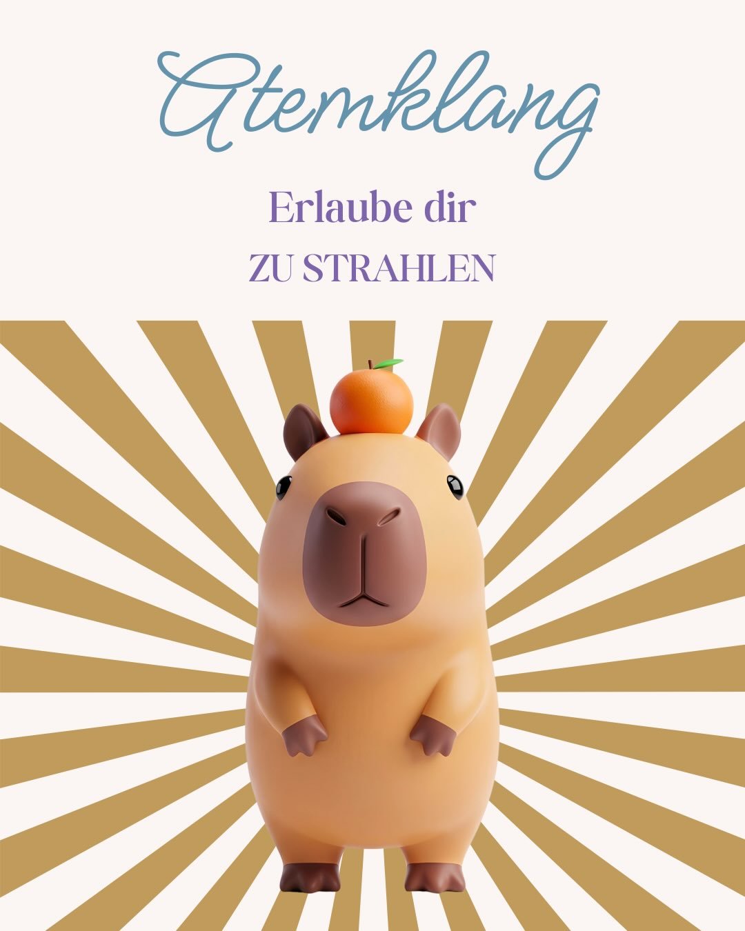 Also ich mag Capybaras. Wie stehst du dazu?
Aber ernsthaft, erlaube dir heute mal, zu strahlen. Sichtbarkeit braucht Mut. Meine Webseiten &ouml;ffnen dir einen Raum zum Strahlen. Melde dich, wenn du eine Website brauchst!