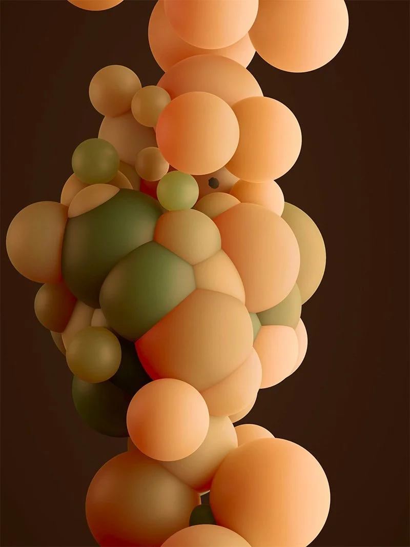CGI abstract render of spheres representing proteins
