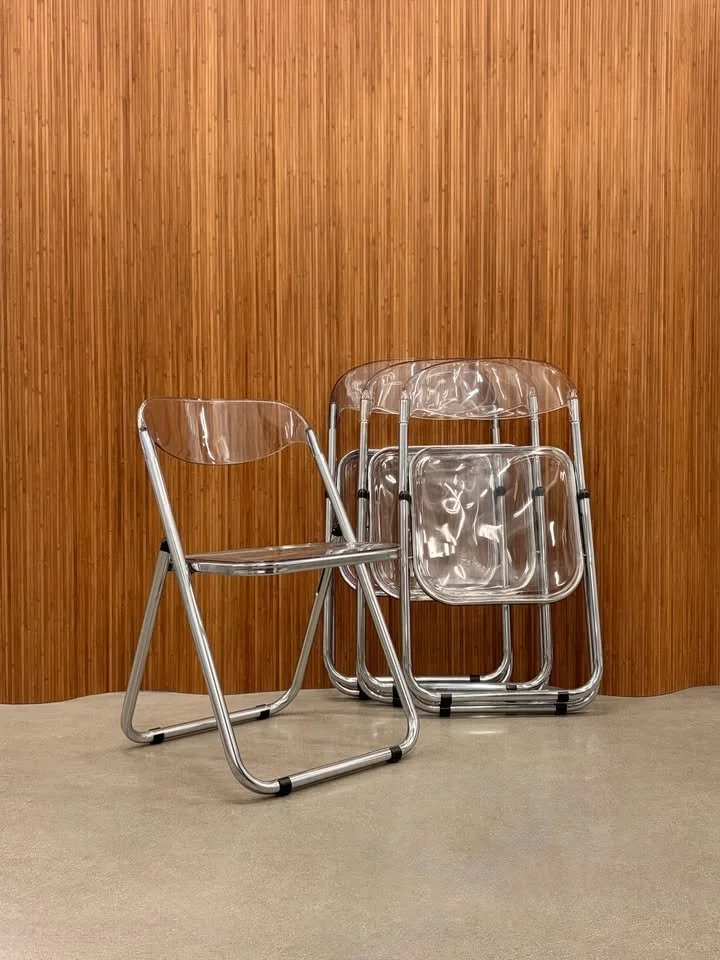 1970's Italian Lucite & Chrome Folding Chairs (Set of 4)