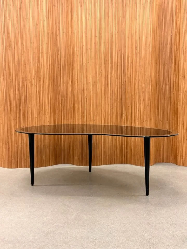 1980's IKEA “HAJOM” Amoeba Shaped Smoked Glass Coffee Table