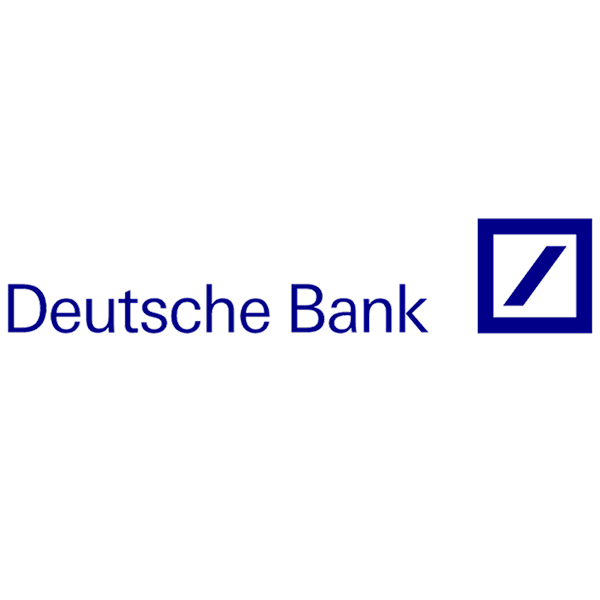 Deutsche Bank logo with text and blue square icon
