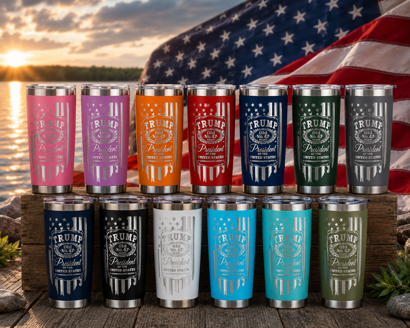 Trump 47 Engraved Tumbler – 20 oz Stainless Steel Travel Cup