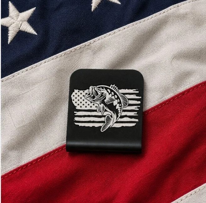 Fishing American Flag Hat Clip | Bass Fishing Cap Holder | Patriotic Hat Accessory