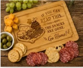 12x8 Funny Charcuterie Board | “If You Can Read This… The Snacks Are Gone. Go Home!” | Engraved Bamboo Serving Board | Hostess Gift | Cheese Board