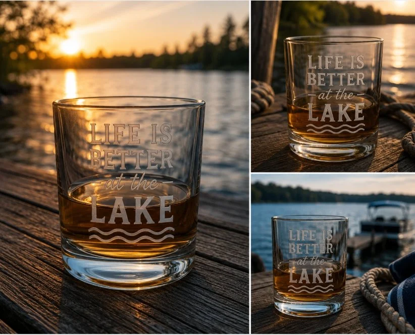 Life Is Better at the Lake Whiskey Glass | Lake House Rocks Glass | Engraved Bourbon Glass | Lake Lover Gift | Cabin Barware
