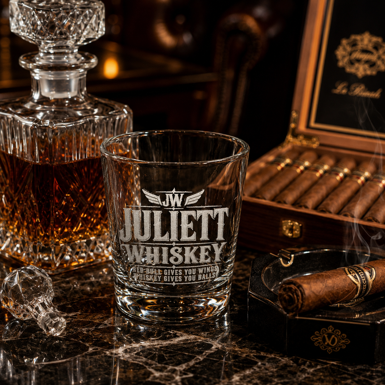 Engraved Whiskey Mug | Funny Whiskey Glass | “Red Bull Gives You Wings, Whiskey Gives You Balls” | Bar Gift | Whiskey Lover Mug