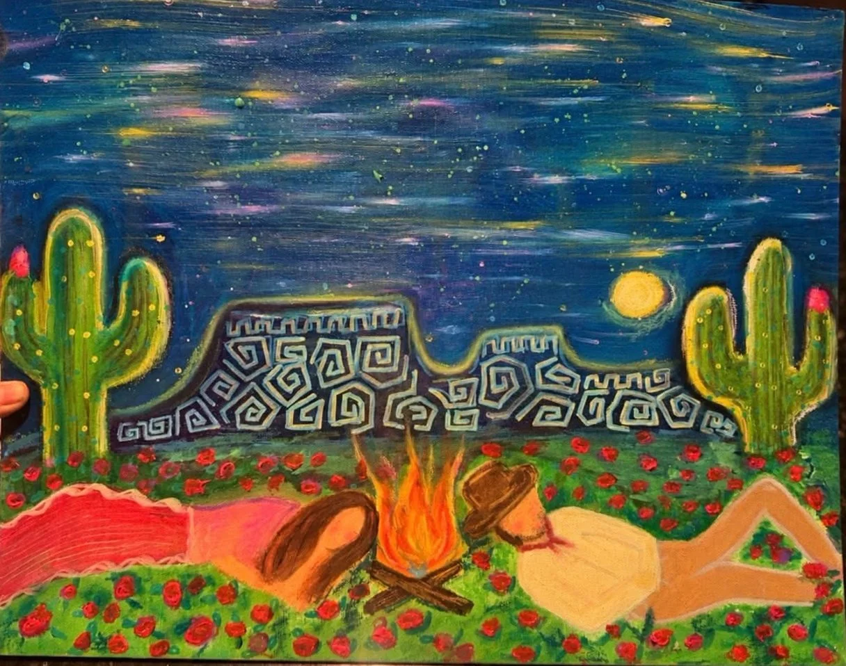 Fireside Among the Roses