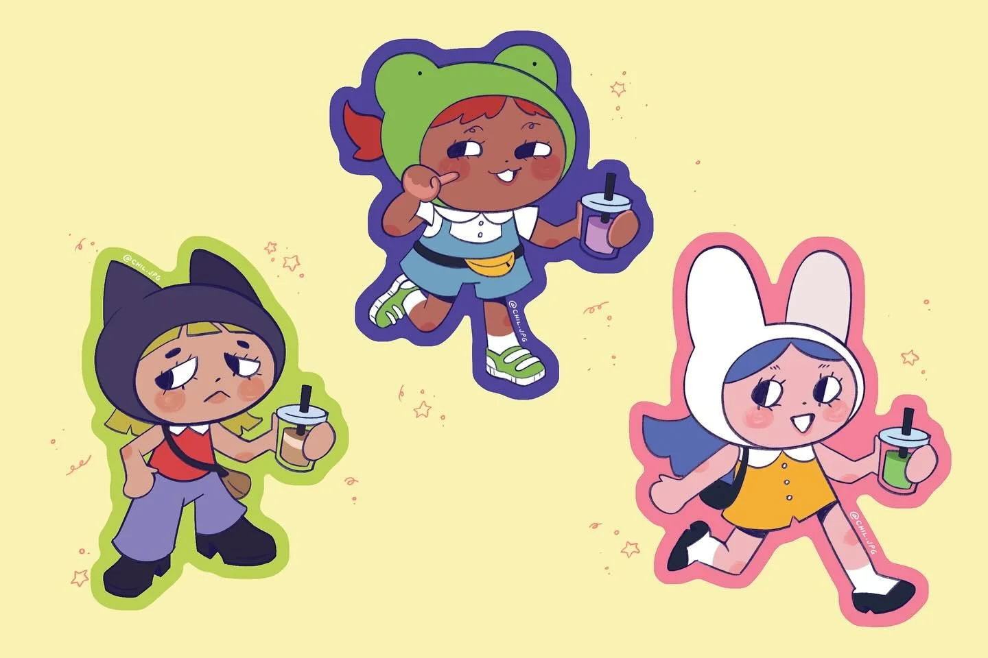 Tag urself 🍵☕️🧋(I&rsquo;m a matcha girlie myself rn :3)

I&rsquo;m sososo happy to design these stickers for Sunnyday on 3/8!! I&rsquo;ve been working on other projects for a bit now but too have time to draw for myself has been really fun :3
.
.
.