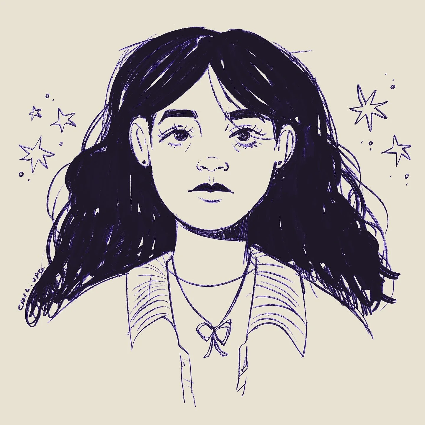 2025 profile pic🧍🏻&zwj;♀️ (tried a bit of a different style and she cuteness) 
.
.
.
.
.
#artportrait #selfportraits #digitalarts #latinasartistoninstagram