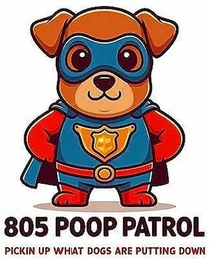 805 Poop Patrol superhero dog logo