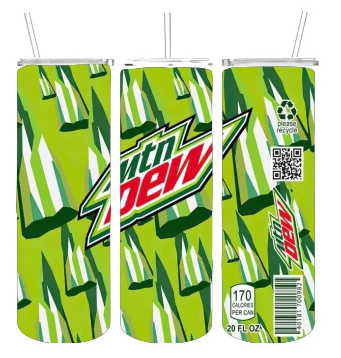 Stainless steel double walled Mountain image Dew 20oz Straight Skinny Tumbler Mtn, image Dew