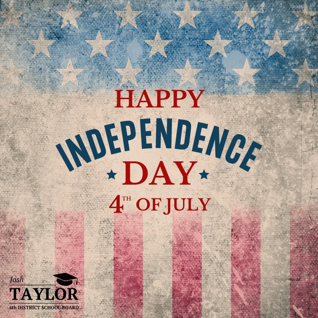 Happy 4th of July!

Today&rsquo;s a day to slow down, spend time with the people who matter, and remember the freedom we&rsquo;re lucky to have.

Across our schools and our community, we&rsquo;re proud to live in a place where opportunity, hard work,
