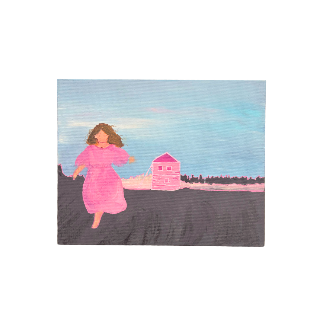 ¡Mira, es nuestra casa!, Mixed media on canvas panel 