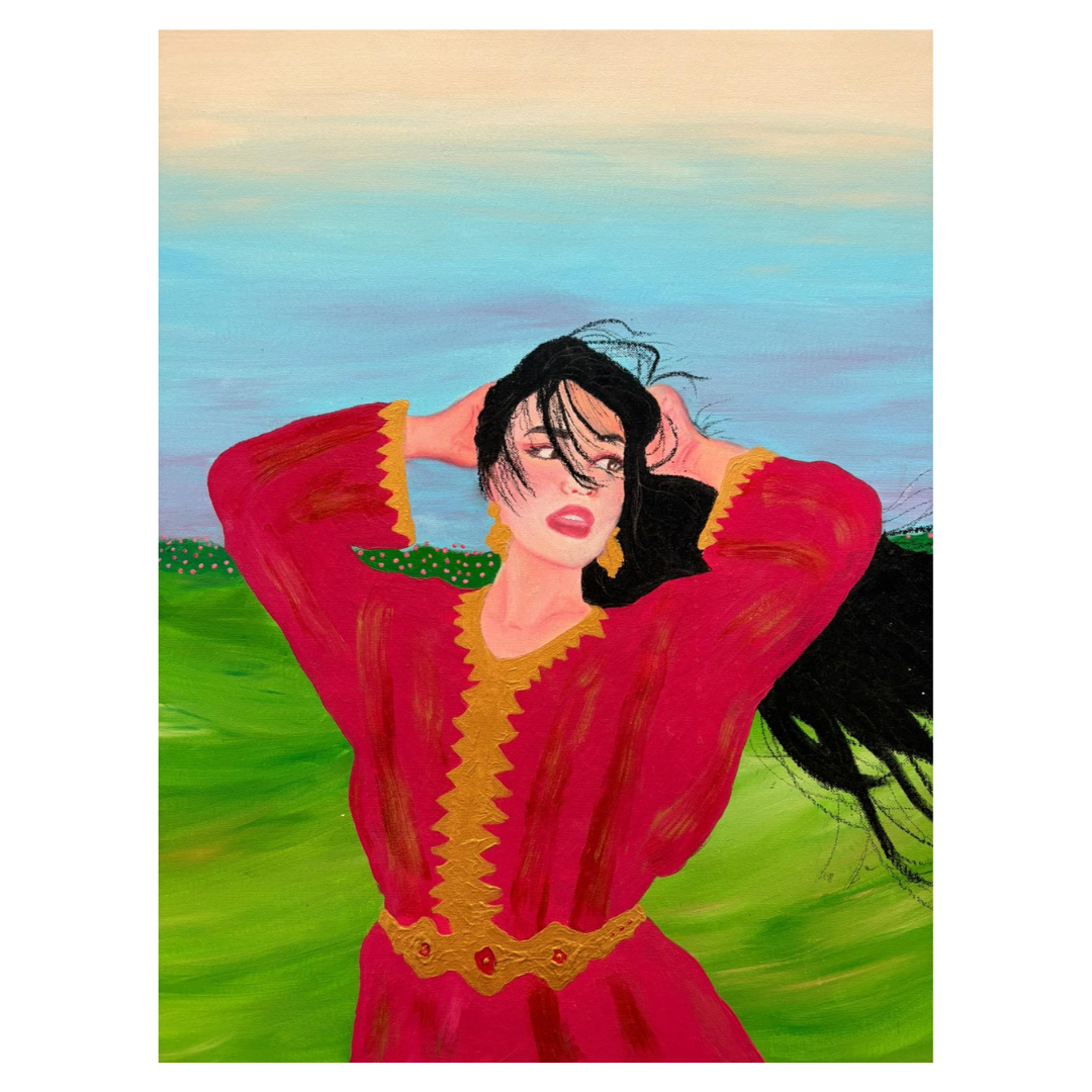 Moroccan Woman, Mixed media on canvas panel