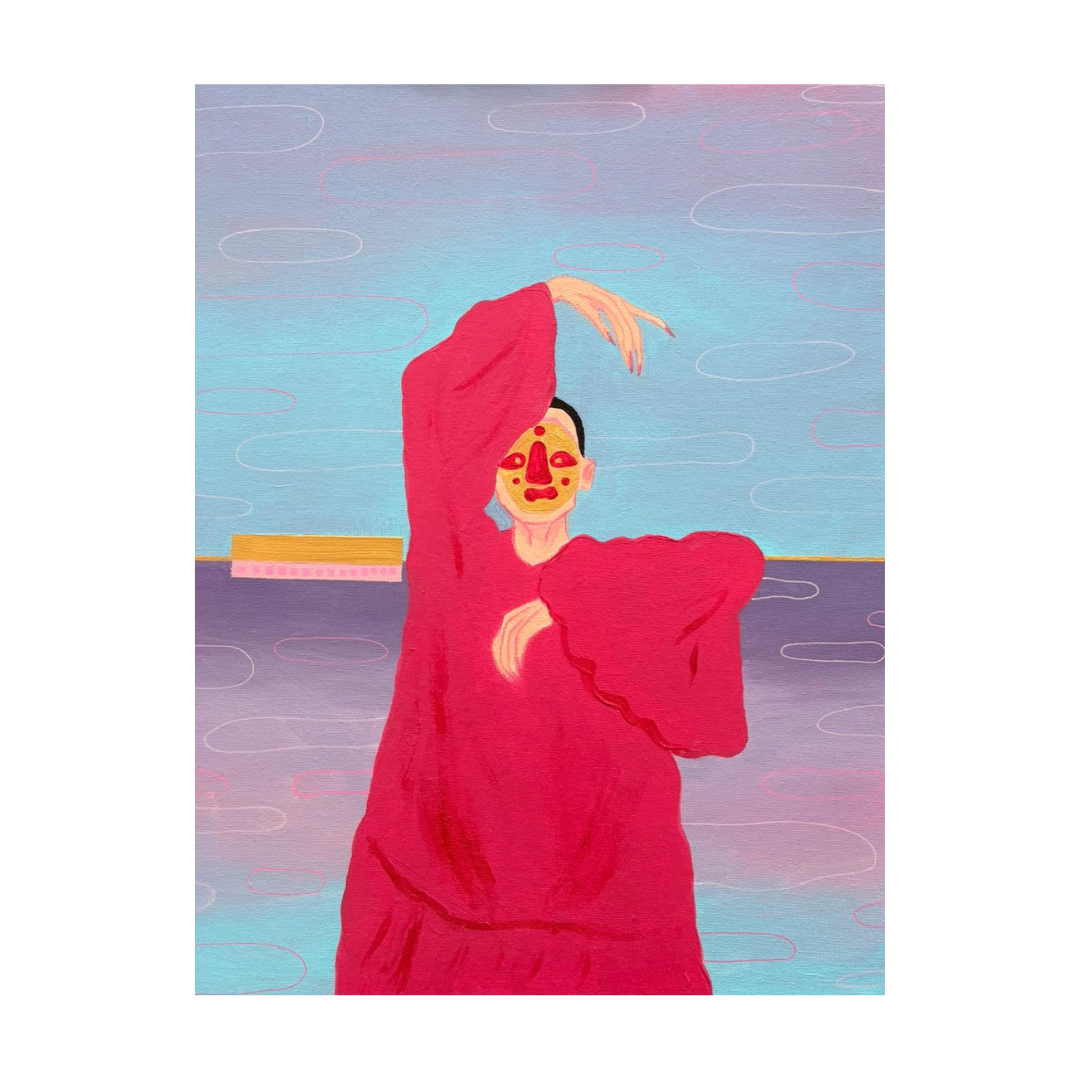 Marioneta sin cuerdas, Mixed media on canvas panel