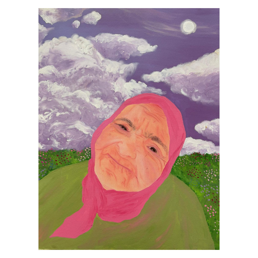 Abuela, mixed media on canvas  panel