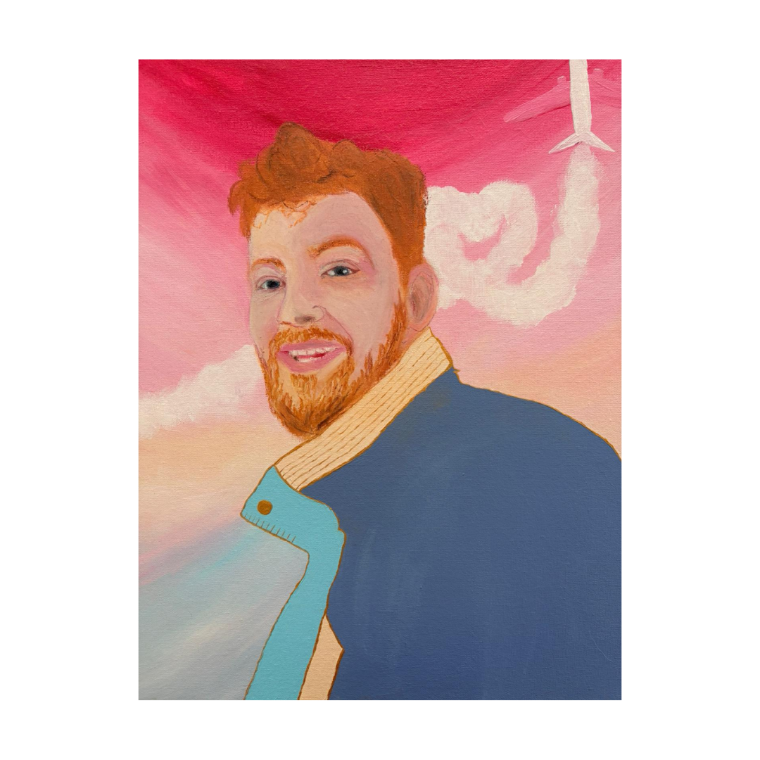 Miles, Mixed media on canvas panel