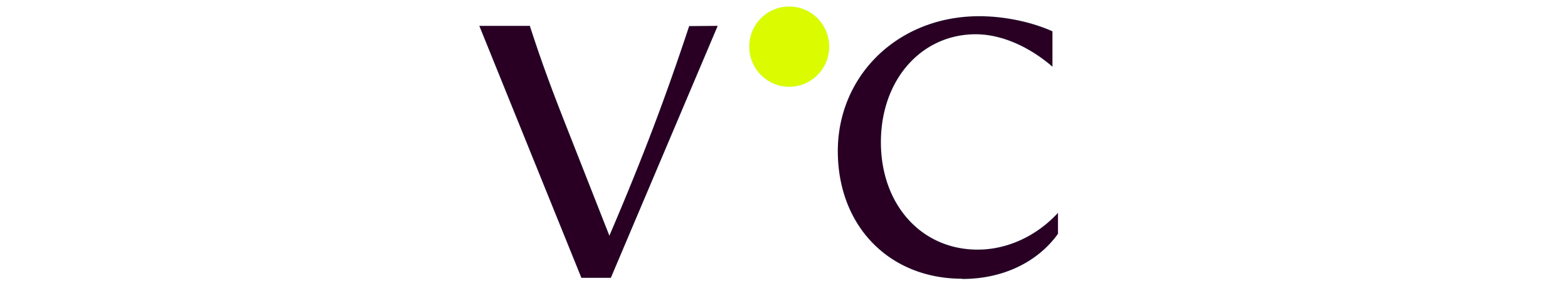 Logo with the letters V and C, connected by a green dot at the top center.