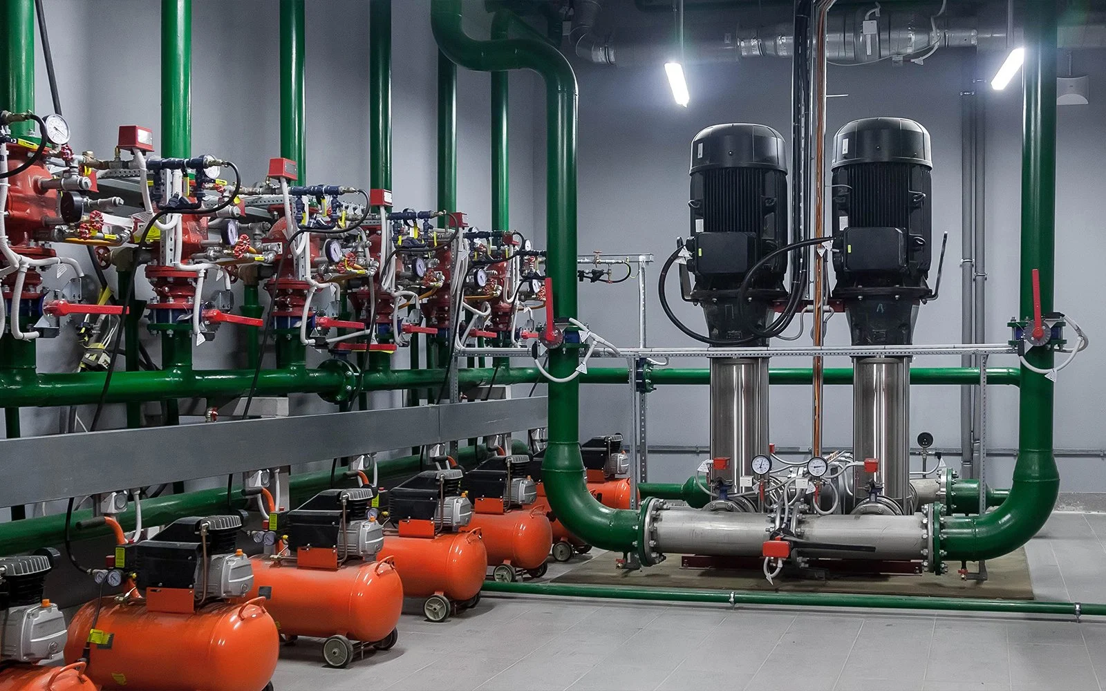 Industrial equipment pump room inside process facility