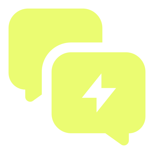 Two speech bubbles, one with a lightning bolt symbol, indicating communication or quick messaging.