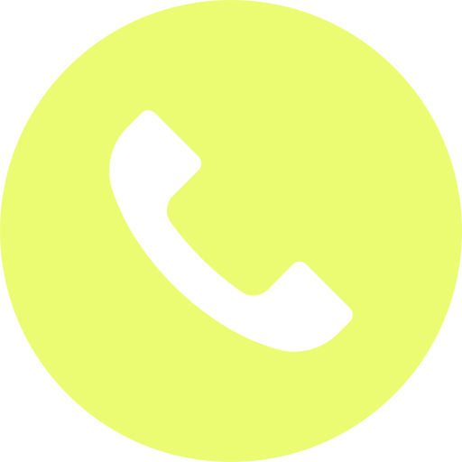 A yellow circle with a black phone icon in the center.