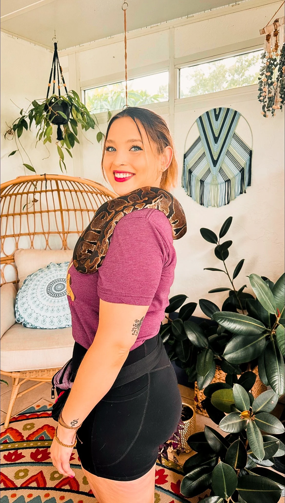 Autumn founder petsitting with reptile  snake