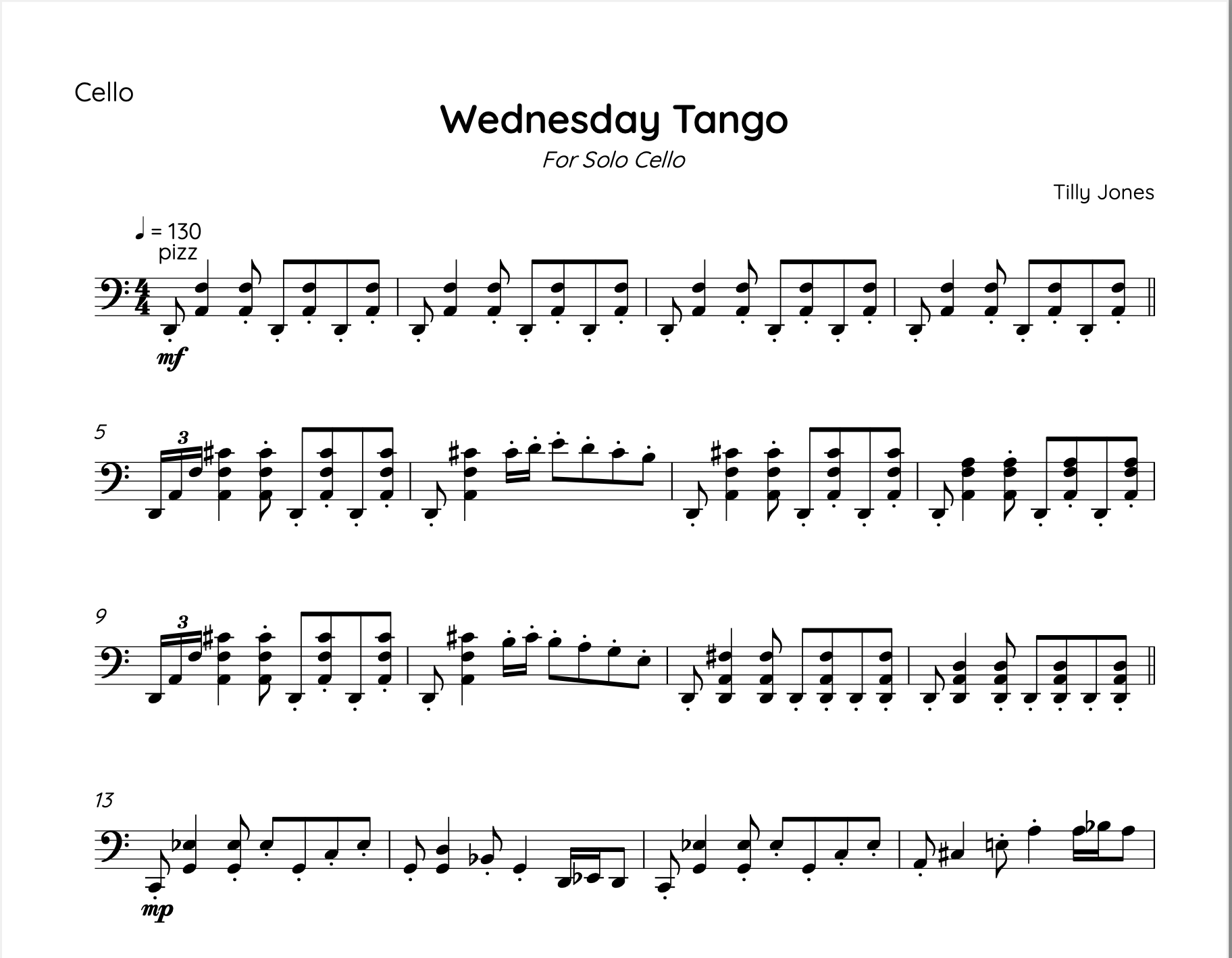 Wednesday's Tango for Solo Cello