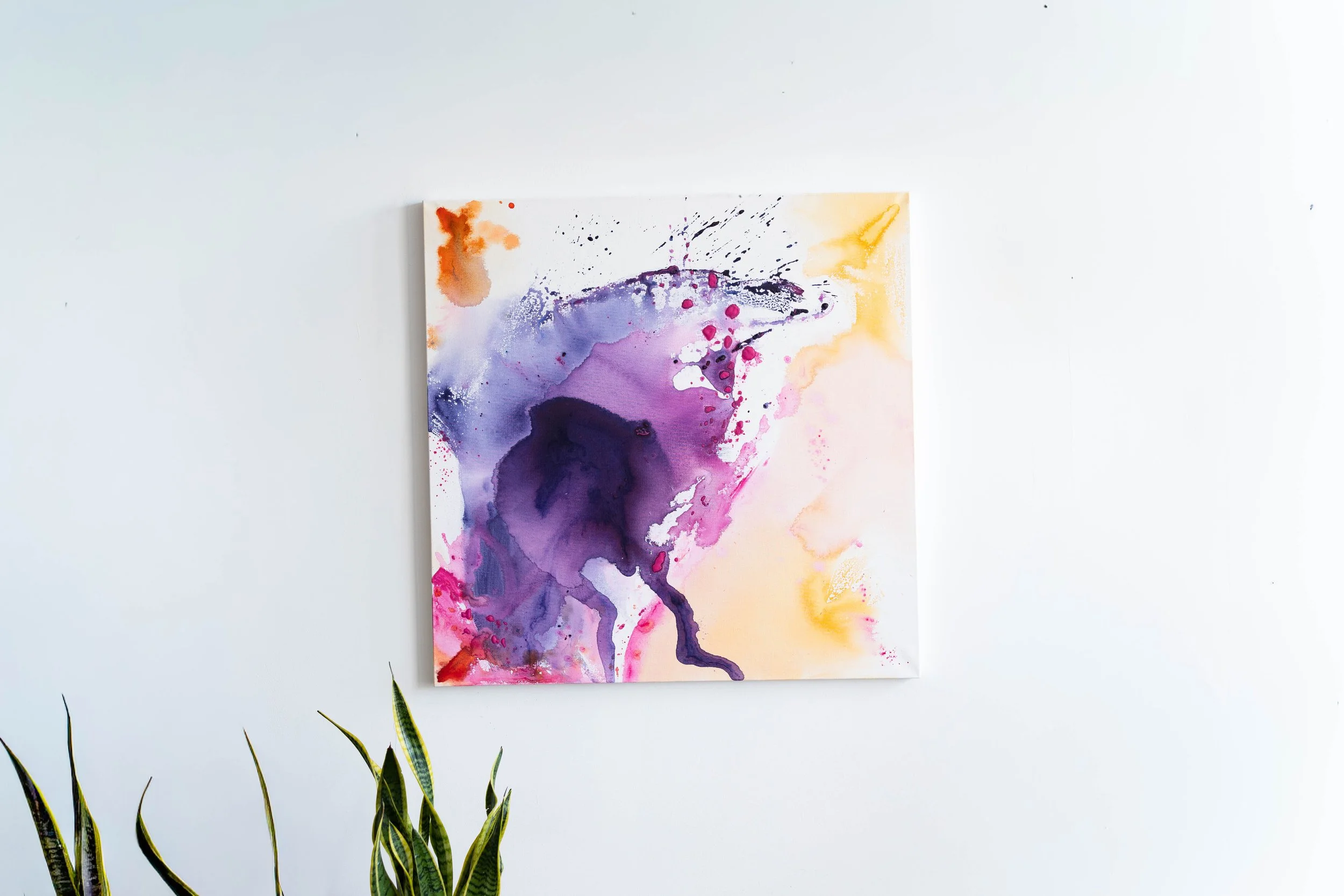 Abstract painting with flowing purple and pink tones and soft organic movement by Georgia Stathopoulos zoomed out