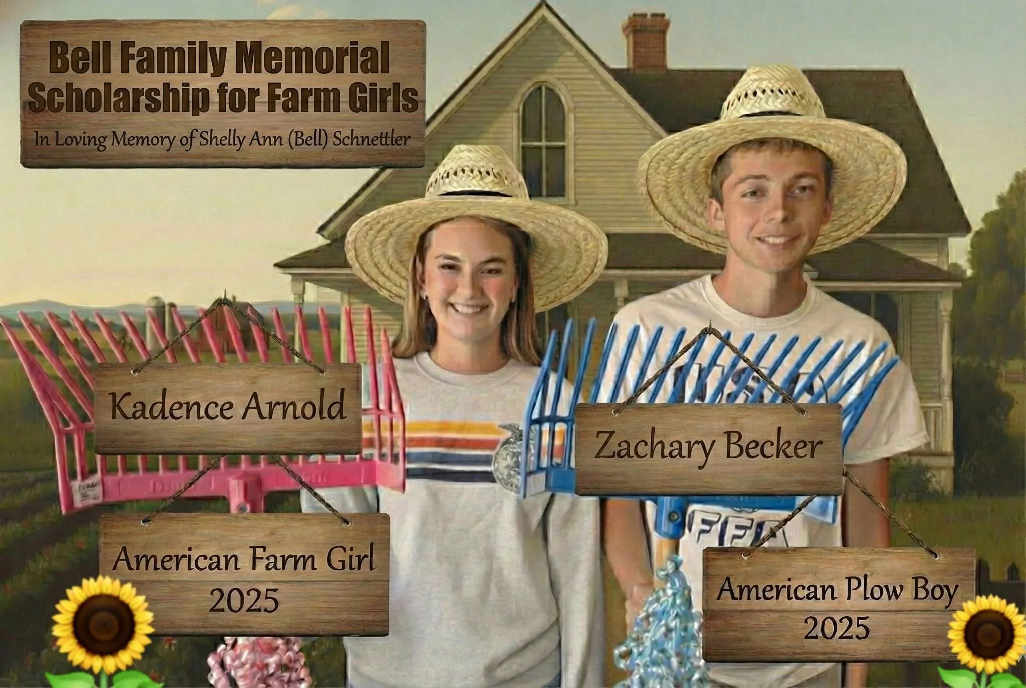 2025 Inaugural American Farm Girl Bell Family Memorial Scholarship Recipient: Kadence Arnold and she chose for her 2025 Inaugural American Plow Boy: Zachary Becker, USA Class of 2025 - Kadence received a $500 Scholarship from the Bell Family