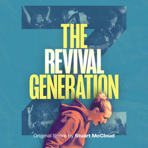 Cover of a music album titled 'The Revival Generation' with a young woman wearing a hoodie, looking down, and a collage of people at a concert in the background.