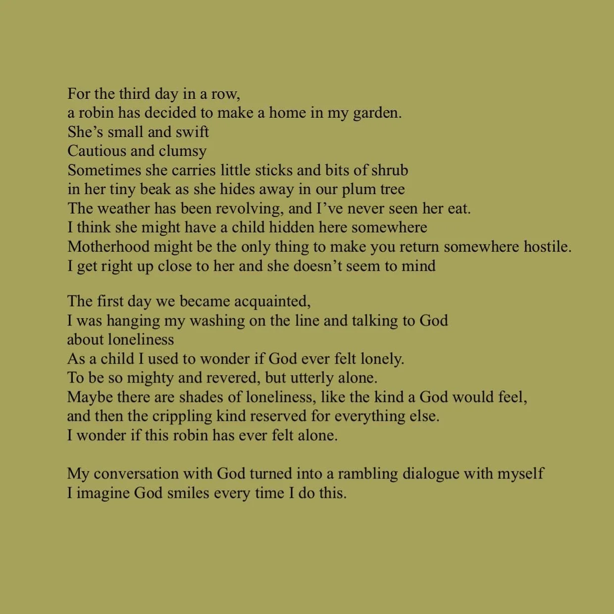 The Robin 09/05/2024
Diary Entry