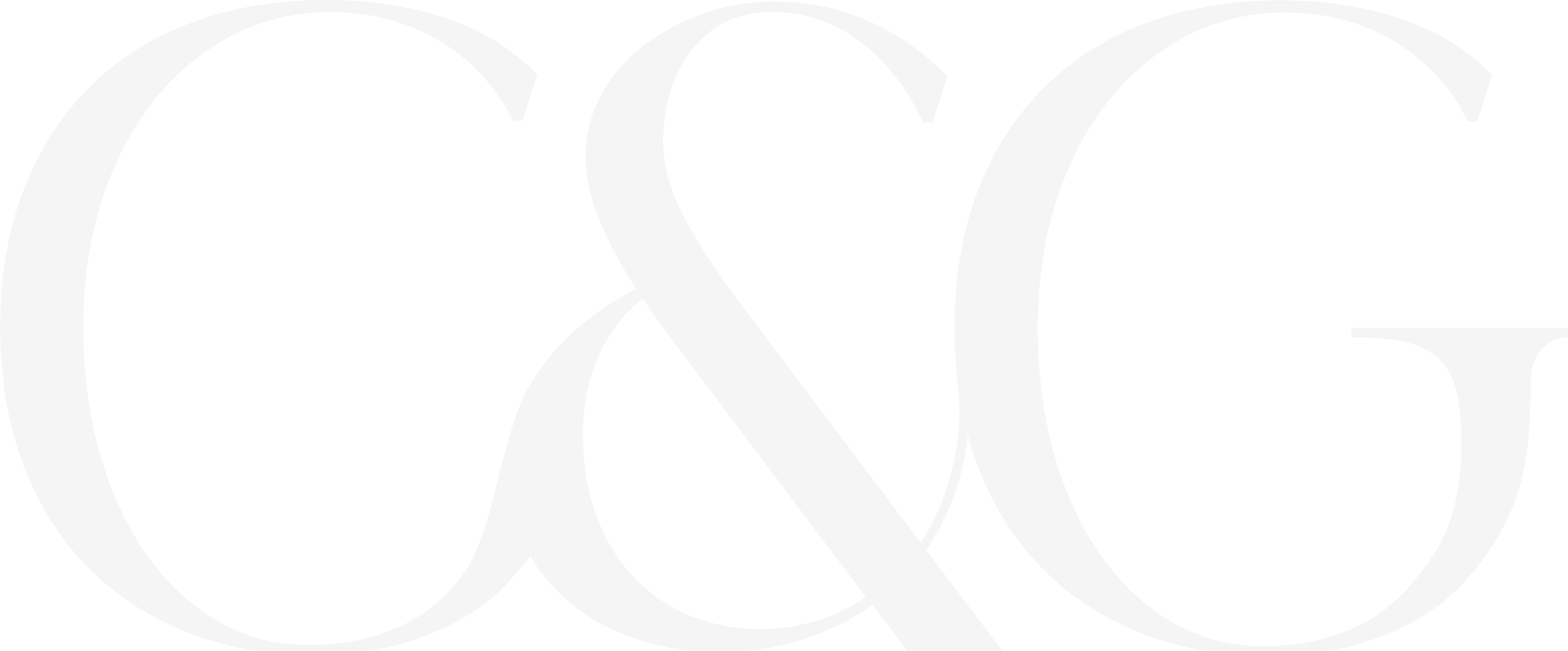 Close-up of a black background with large white intertwined letters 'C' and 'G' in a stylish font.