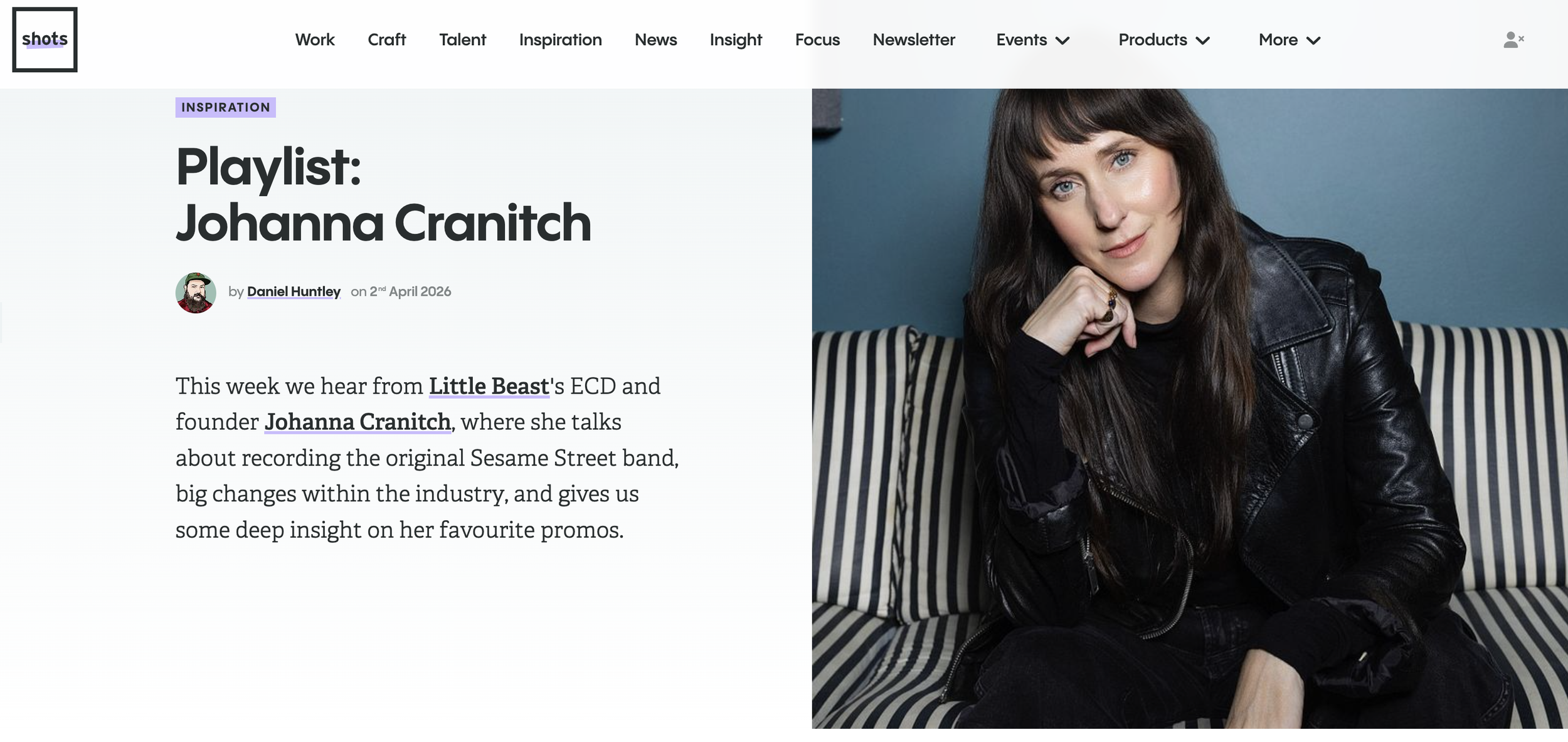 ECD Johanna Cranitch talks about her favorite videos on Shots