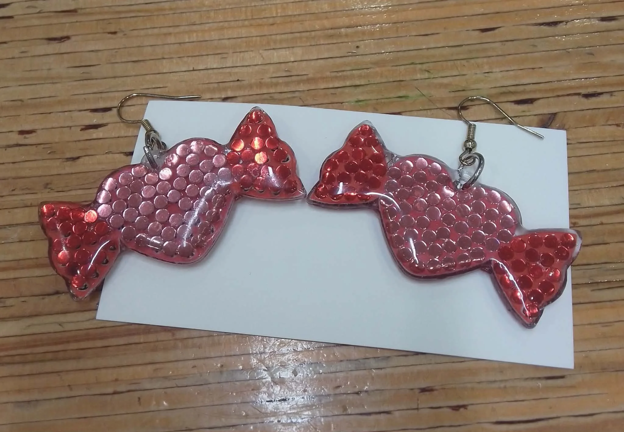 No. 95 - Candy Heart Diamond Art Earrings
