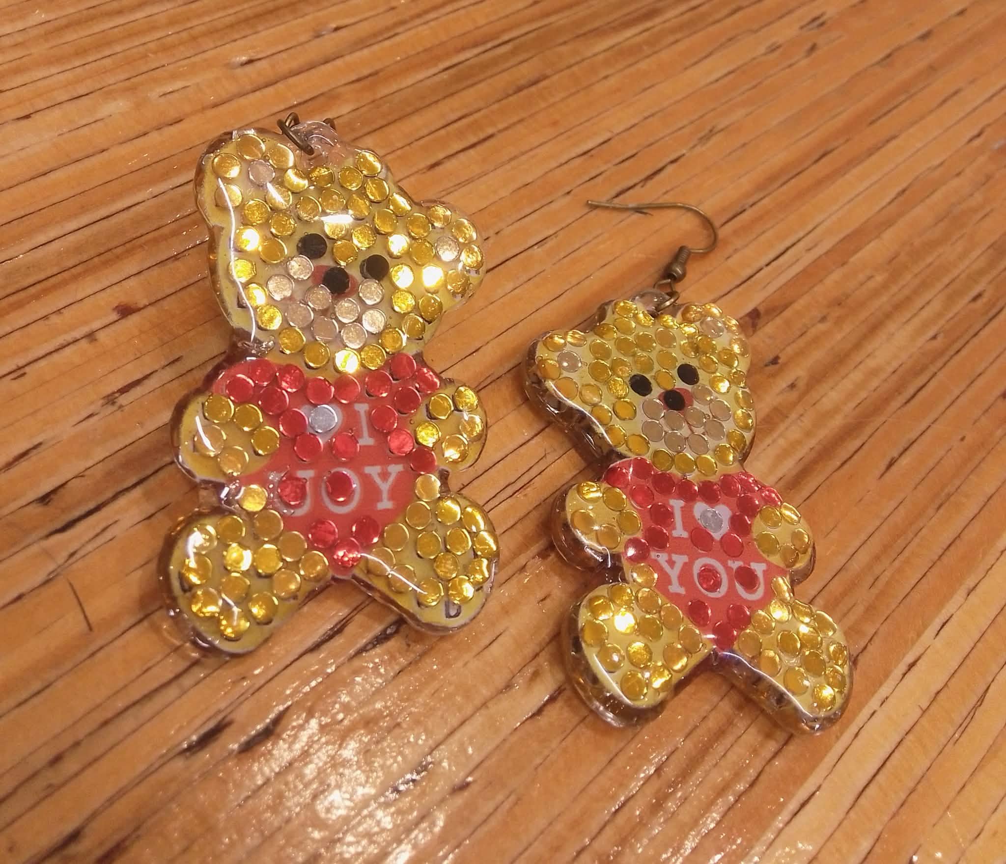 No. 79 - I Love You Bear Diamond Art Earrings
