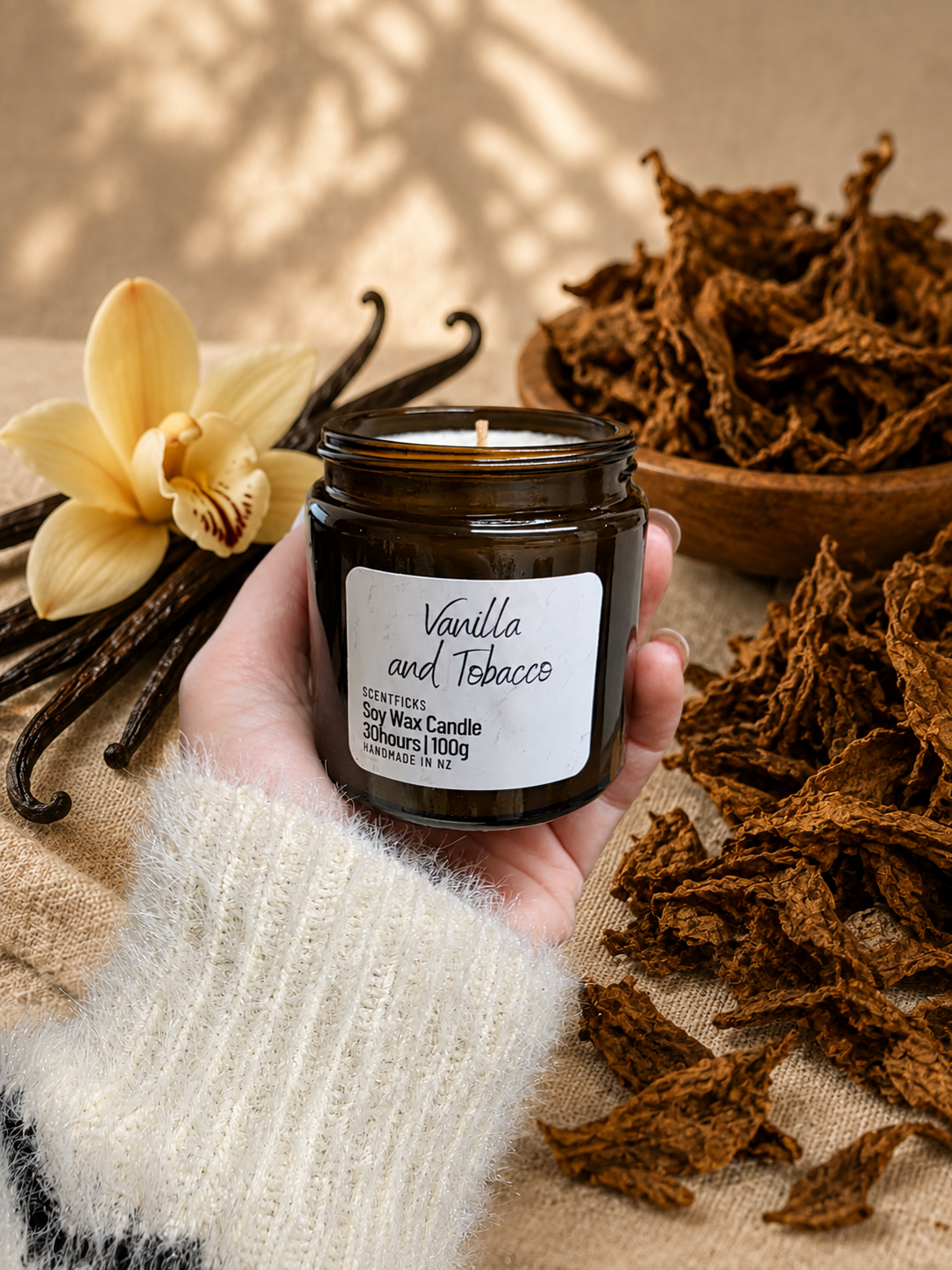 Soy Candle Vanilla & Tobacco 100g