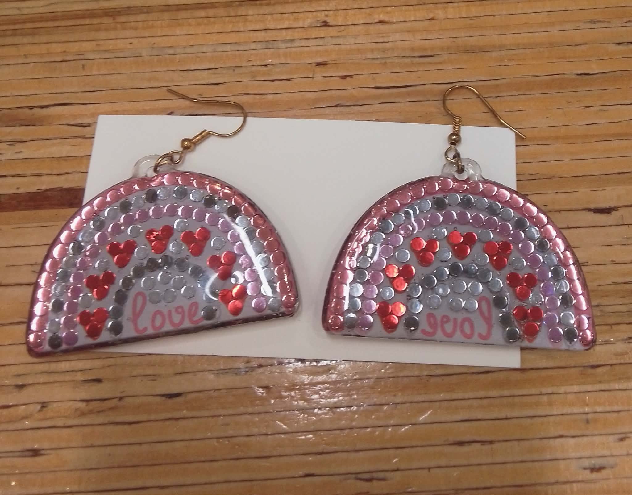 No. 93 - Rainbow Love Diamond Art Earrings
