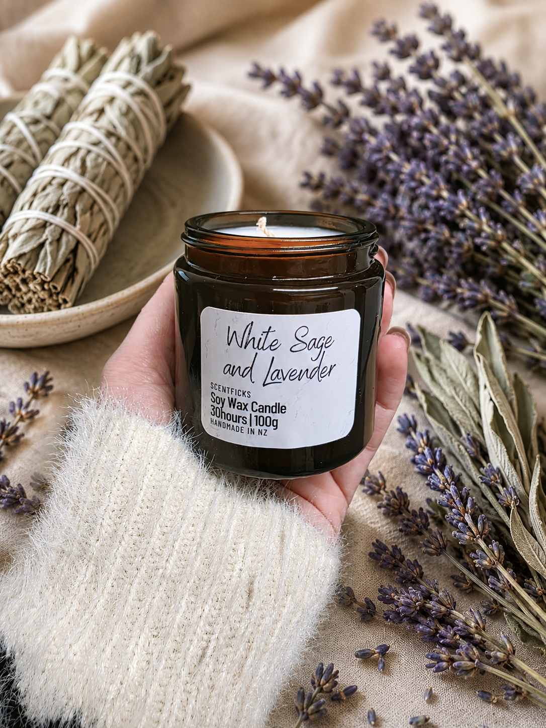 Soy Candle White Sage & Lavender 100g
