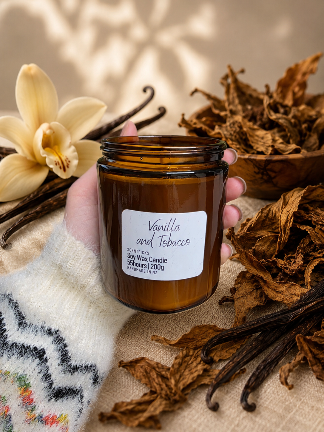 Soy Candle Vanilla & Tobacco 200g
