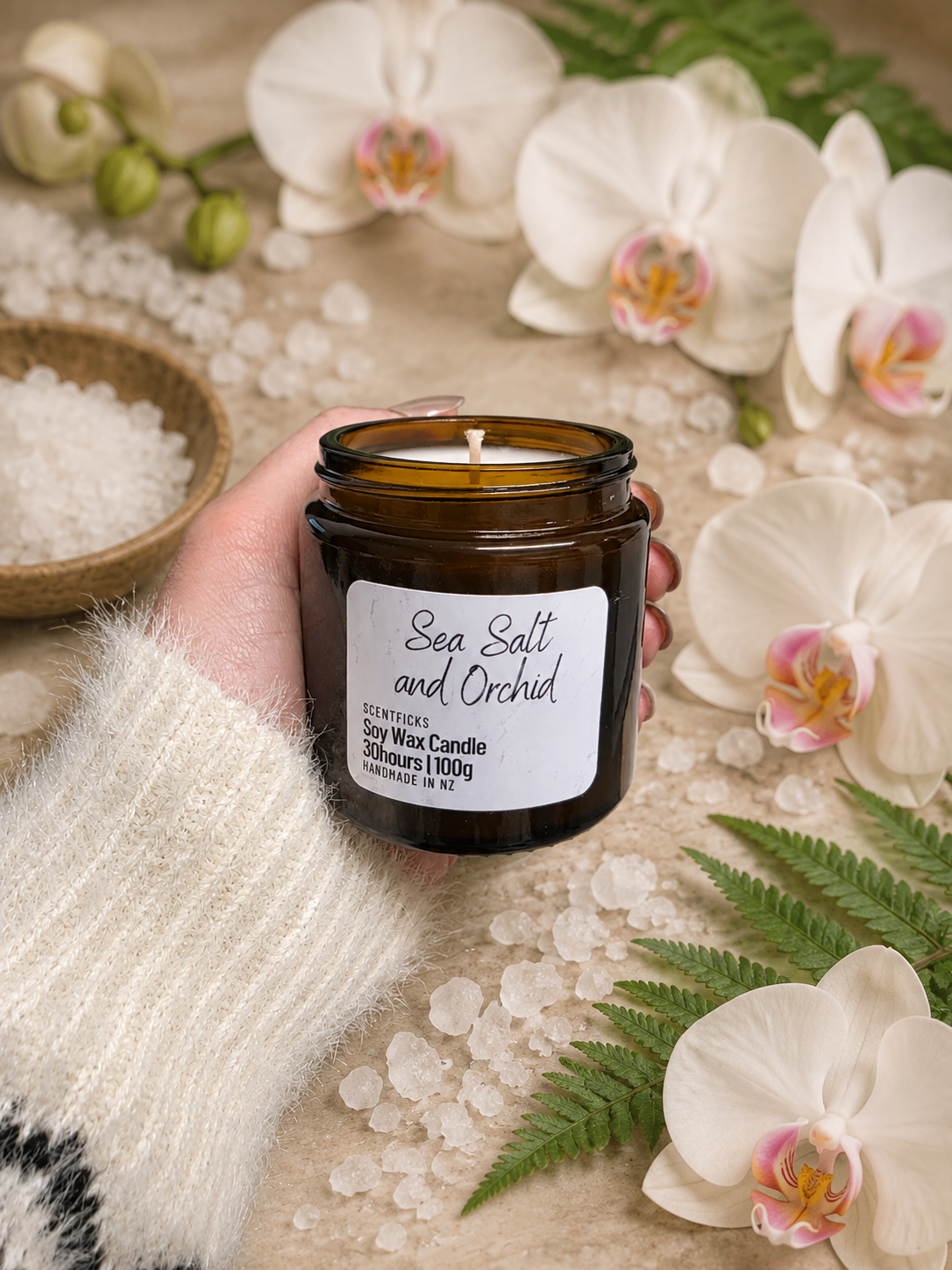 Soy Candle Sea Salt & Orchid 100g