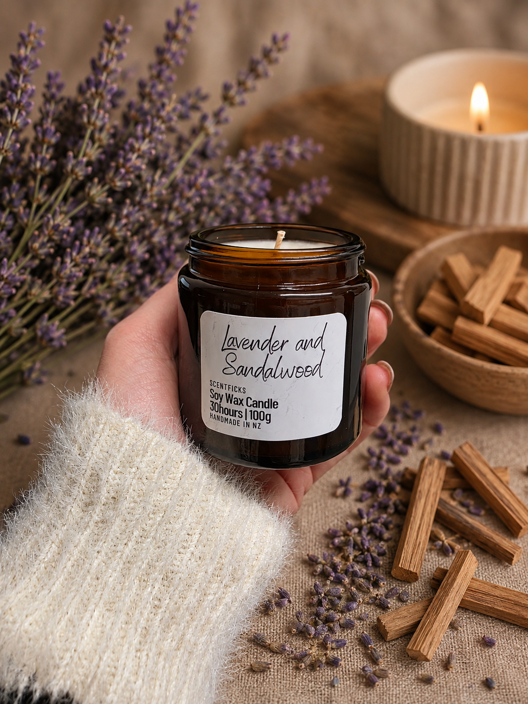 Soy Candle Lavender & Sandalwood 100g