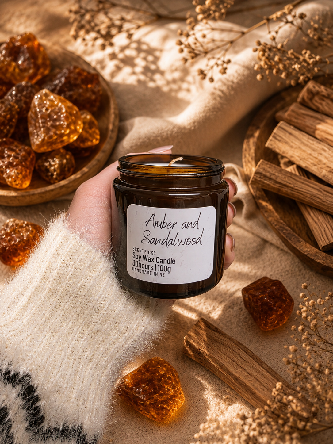 Soy Candle Amber & Sandalwood 100g