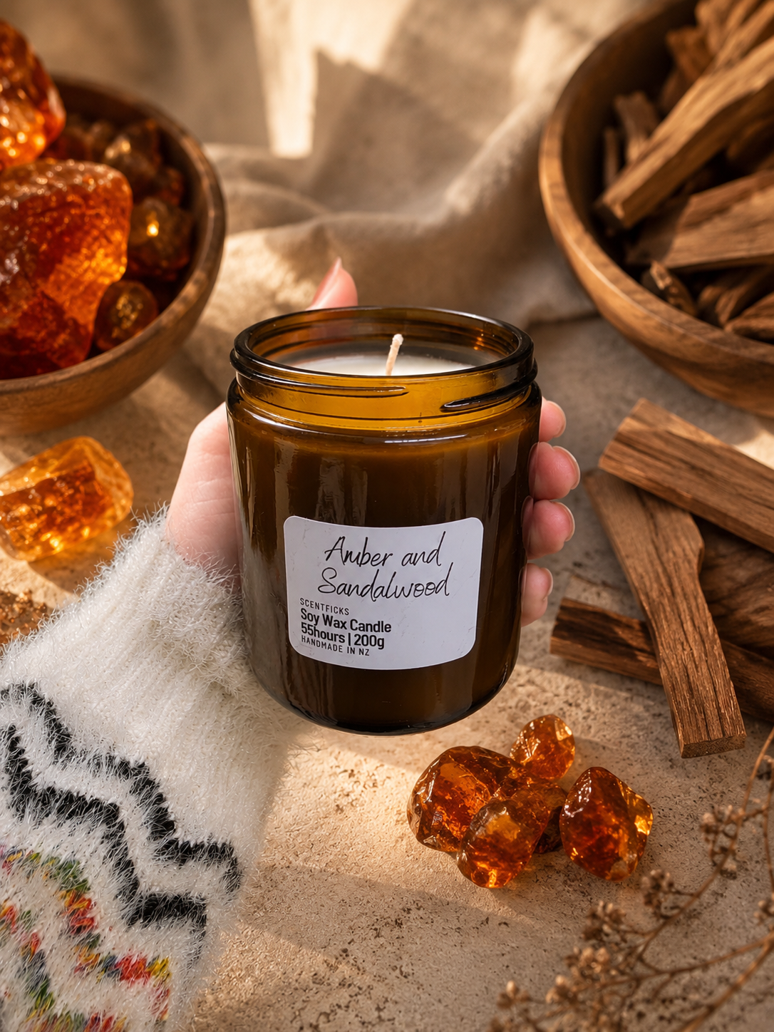 Soy Candle Amber & Sandalwood 200g