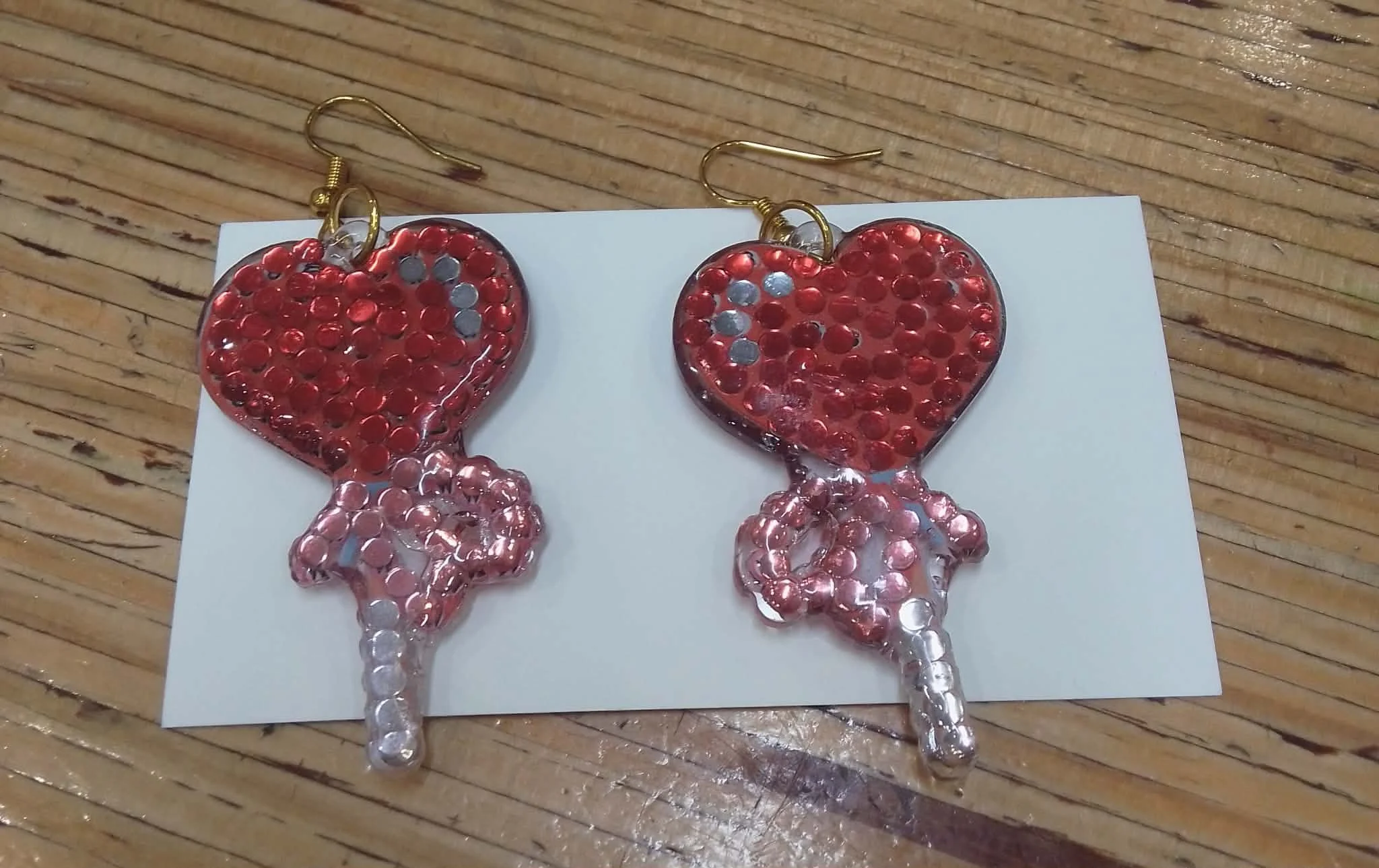 No. 89 - Heart Lolly-Pop Diamond Art Earrings