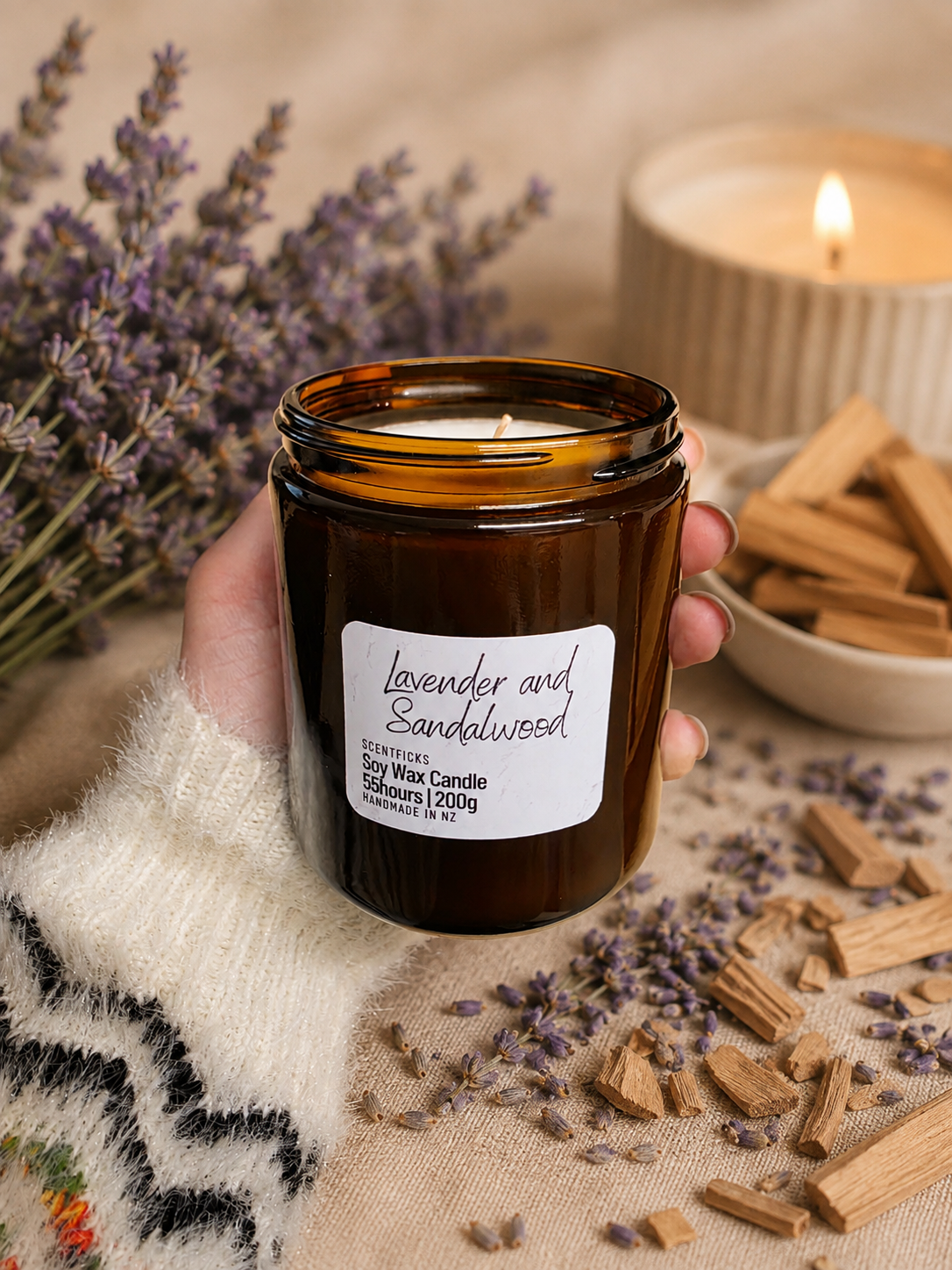 Soy Candle Lavender & Sandalwood 200g