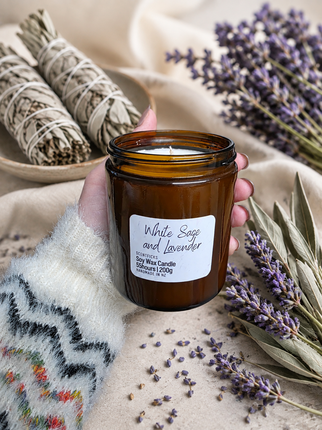 Soy Candle White Sage & Lavender 200g